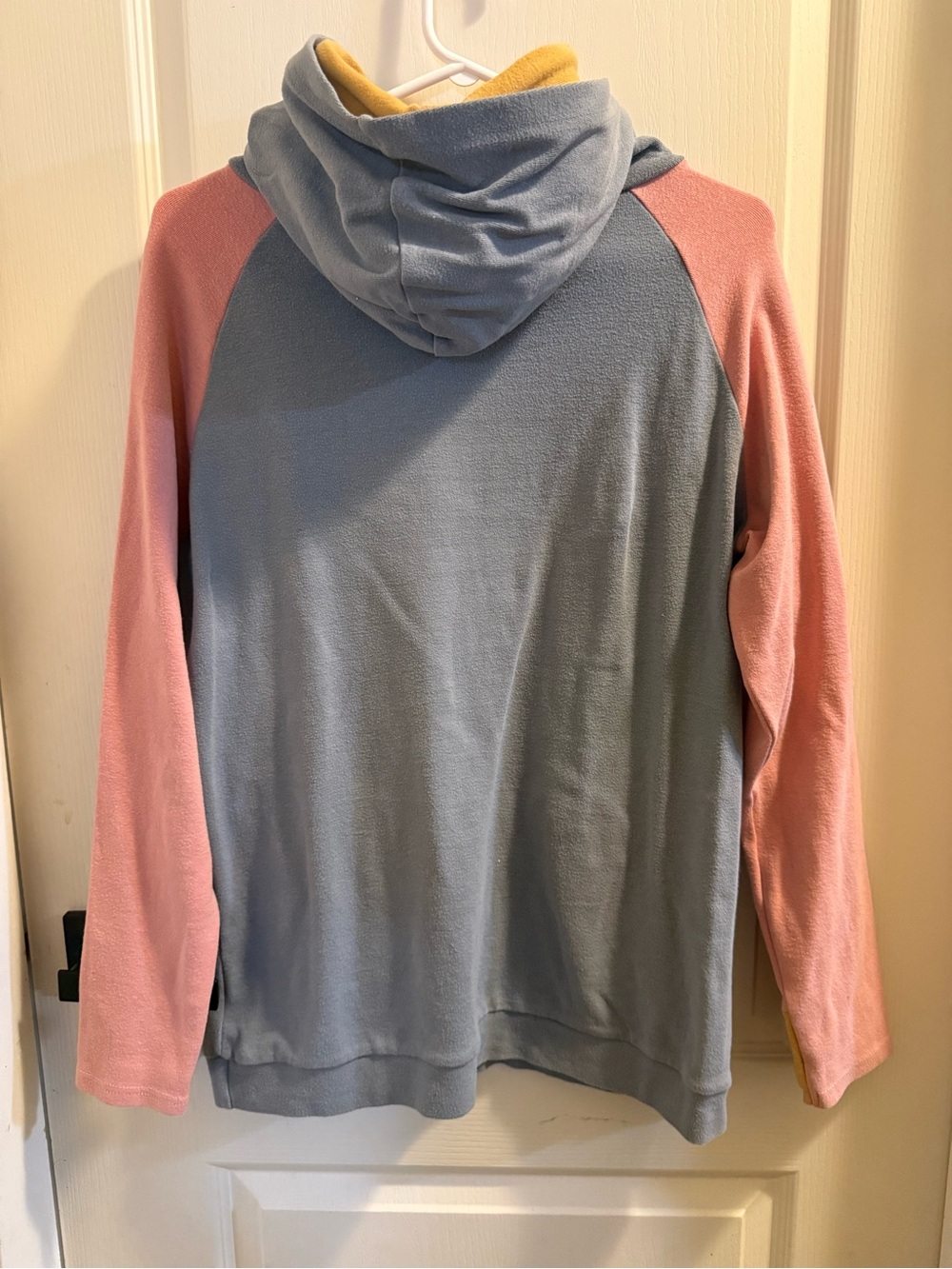 AMPERSAND AVE Gray, Pink & Yellow “DoubleHood” Sweatshirt - Picture 2 of 7